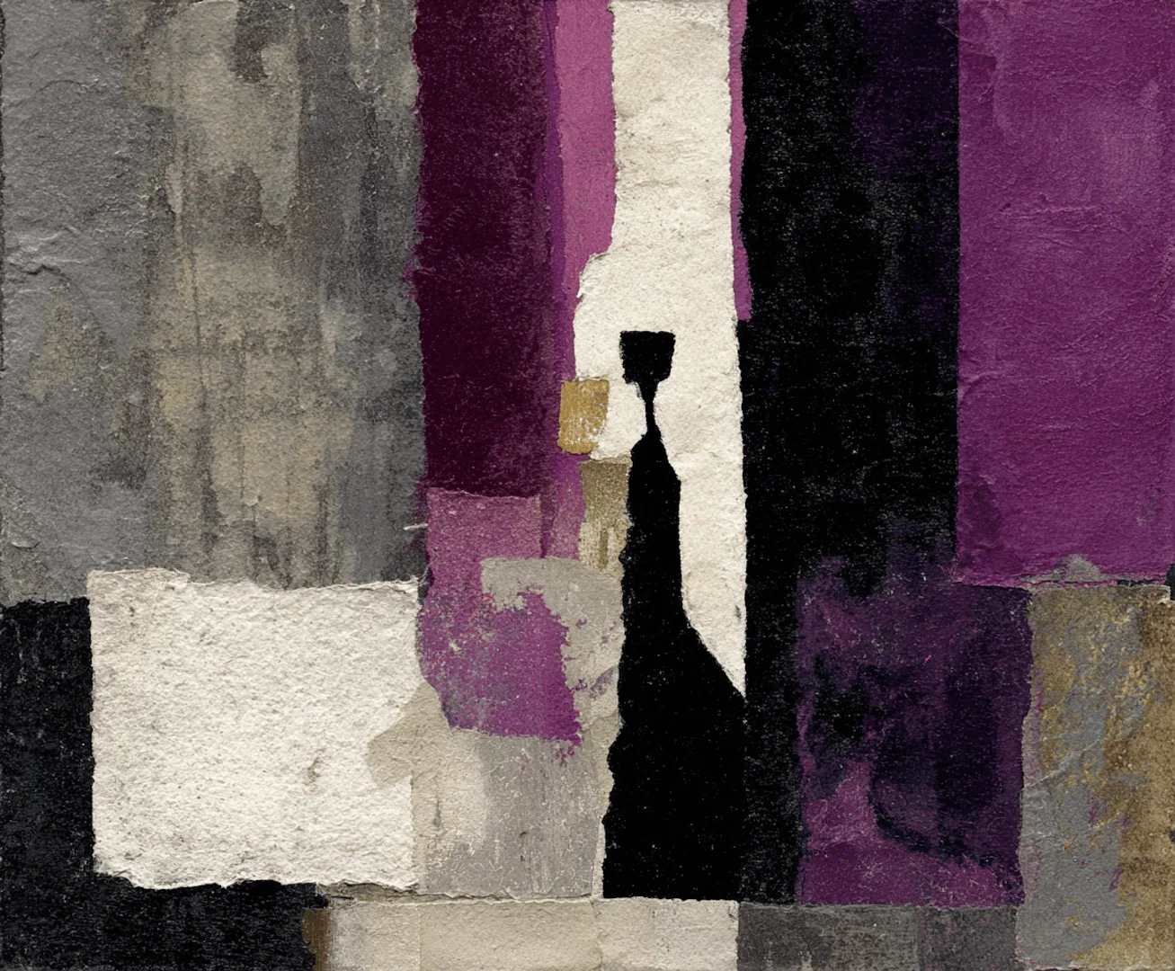 Abstract painting purple black and white