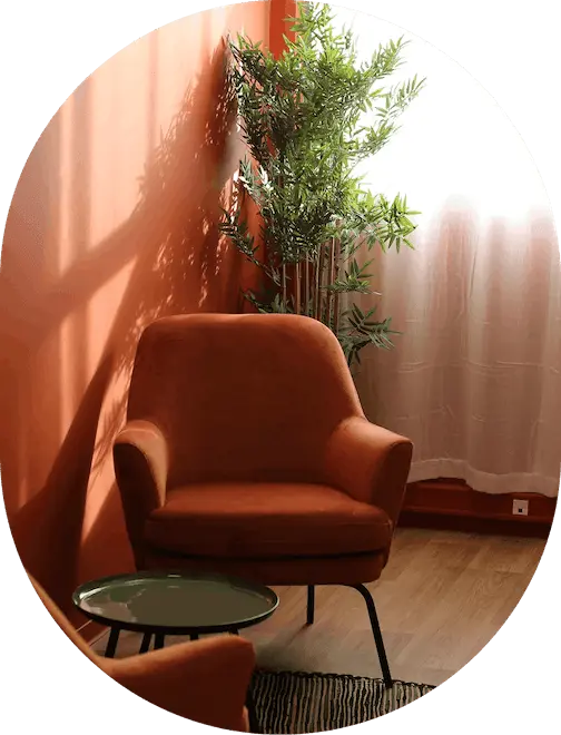 Orange chair therapy room